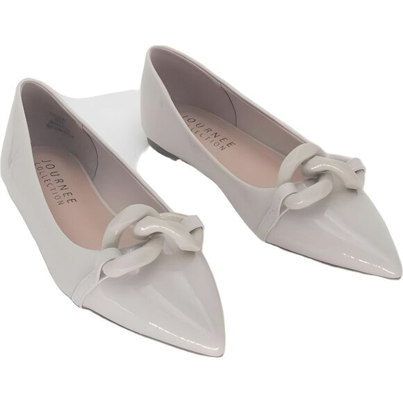 Journee Collection Clareene Women's Pointed Toe Flats Beige 8M - Picture 4 of 6